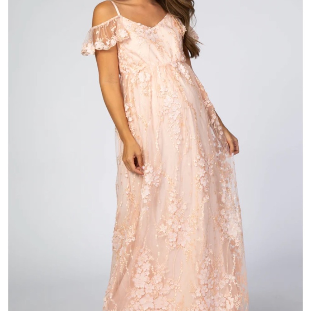 PinkBlush pink lace maternity dress